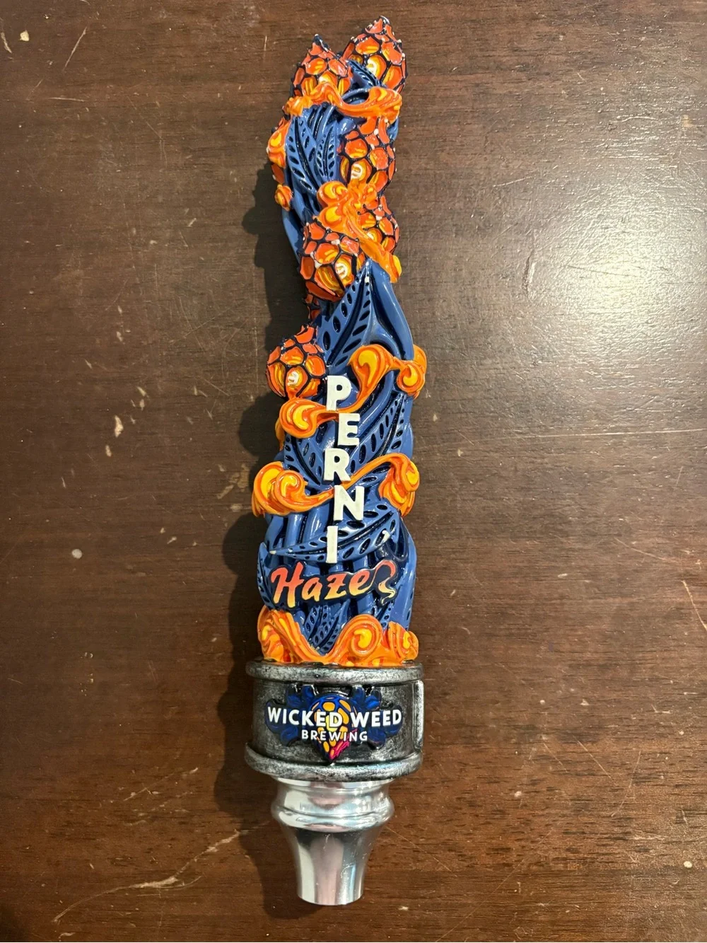 Wicked Weed Perni Haze Blue and Orange Decorative Tap Handle